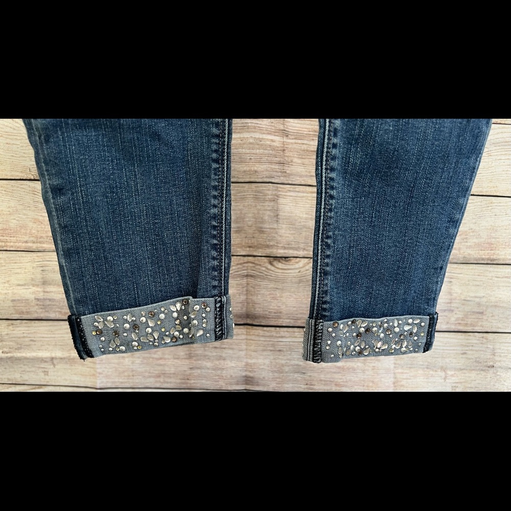 White House Black Market rhinestone crop jeans